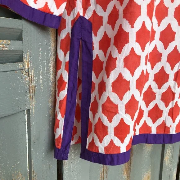 Roberta Roller Rabbit For Piperlime Kurta With Border Tunic Top Sz XS - Picture 6 of 12